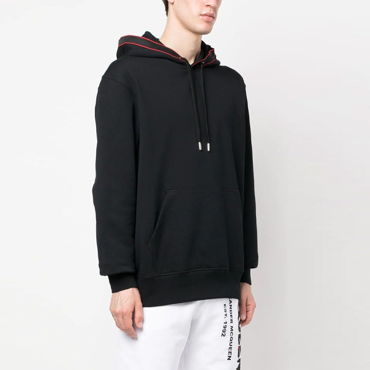 Purchase Alexander McQueen SS23 Logo Print Hoodie  Black Long Sleeve 722588-QUX75-0901