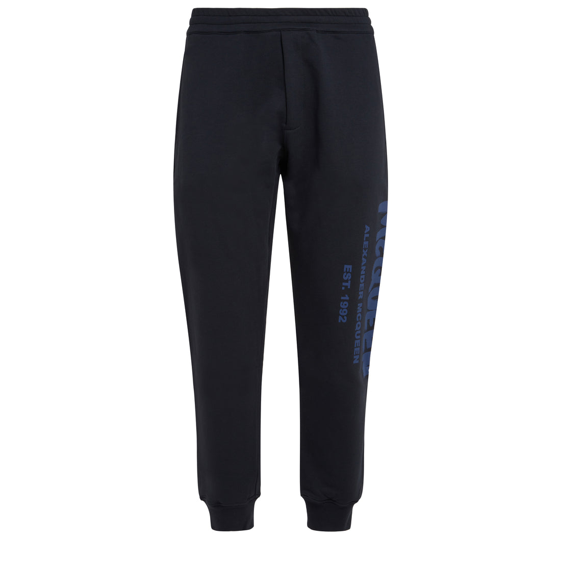 Alexander McQueen SS23 Logo Print Knit Joggers  Navy Blue 688714-QUZ81-0933