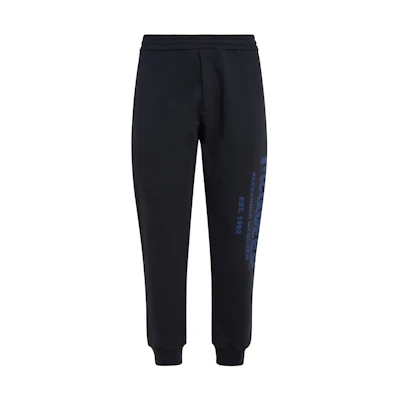 Alexander McQueen SS23 Logo Print Knit Joggers Navy Blue 688714-QUZ81-0933