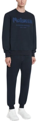 알렉산더 맥퀸 SS23 로고 프린트 니트 조거 팬츠 네이비 블루 688714-QUZ81-0933 Purchase 알렉산더 맥퀸 SS23 로고 프린트 니트 조거 팬츠 네이비 블루 688714-QUZ81-0933