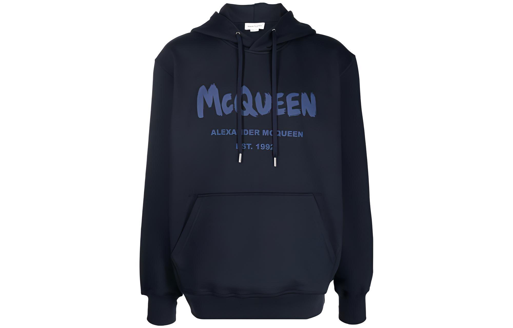Alexander McQueen SS23 Logo Print Sweatshirt - Navy Blue 688715-QUZ81-0933