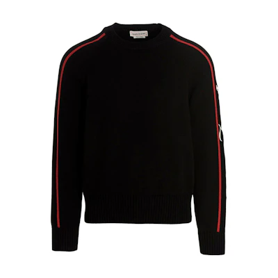 Alexander McQueen SS23 Men’s Contrast Trim Knit Sweater Black 729262-Q1XGD-1136