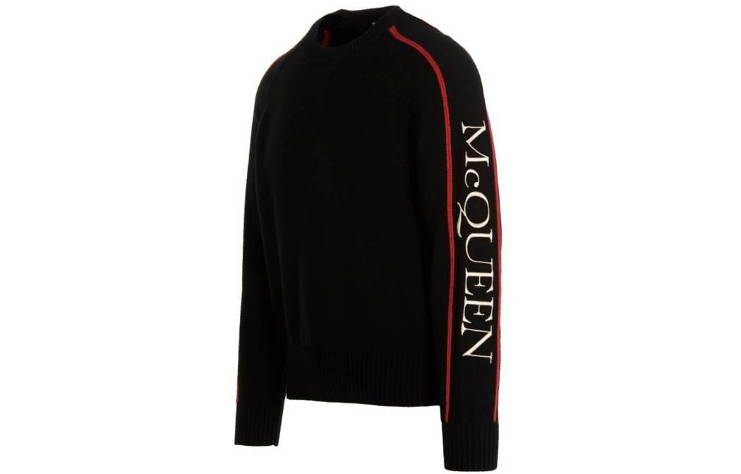 Shop Alexander McQueen SS23 Men’s Contrast Trim Knit Sweater Black 729262-Q1XGD-1136