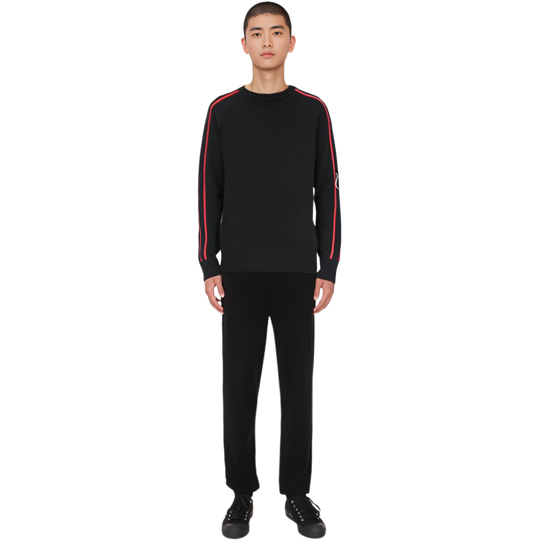 Purchase Alexander McQueen SS23 Men’s Contrast Trim Knit Sweater Black 729262-Q1XGD-1136