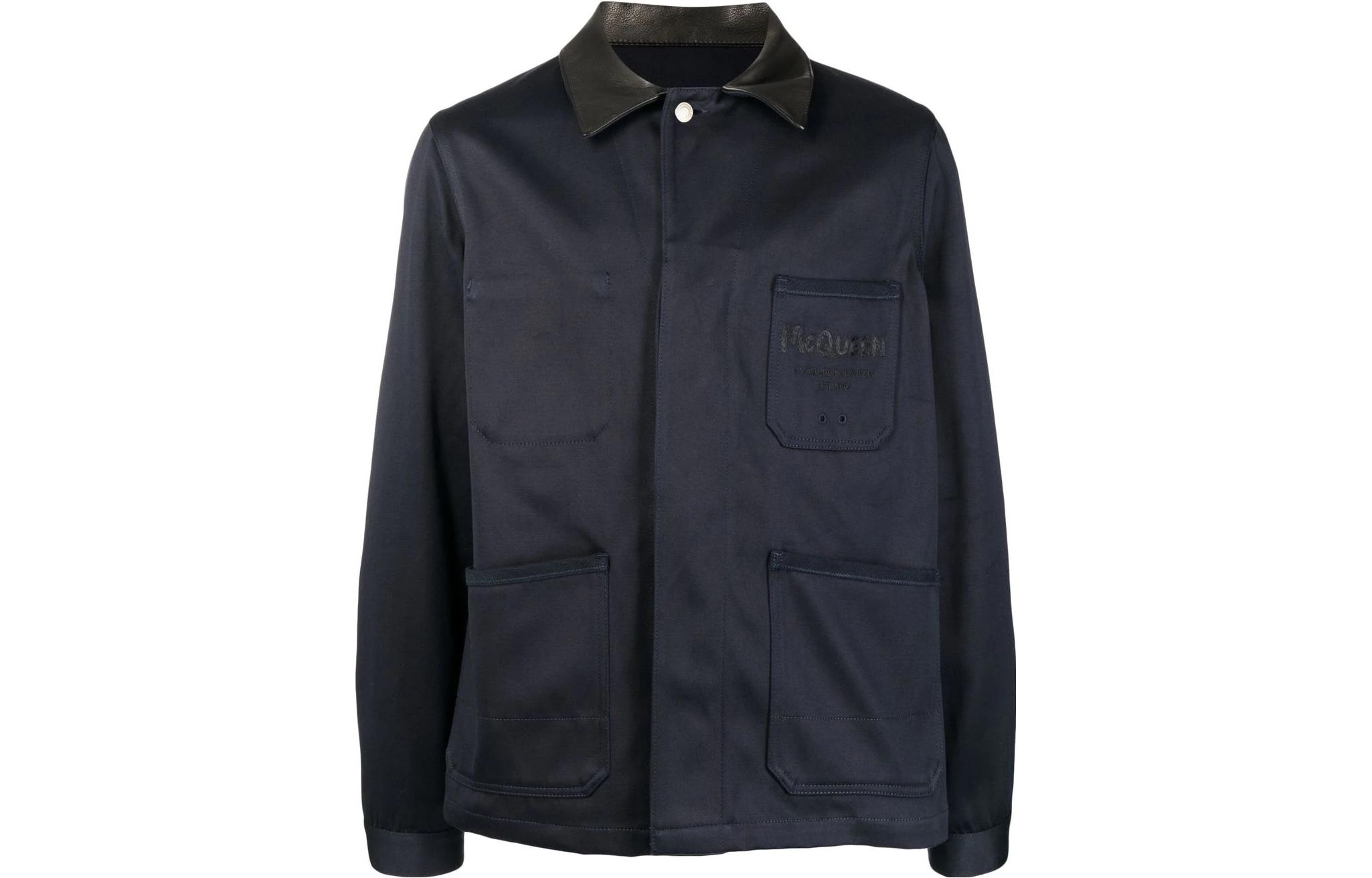 Alexander McQueen SS23 Navy Blue Jacket with Logo Print 703322-QTZ49-0903