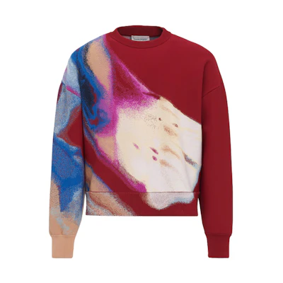 Alexander McQueen SS23 Red Tie-Dye Pullover Long Sleeve Sweatshirt 752060-Q1XHX-6020
