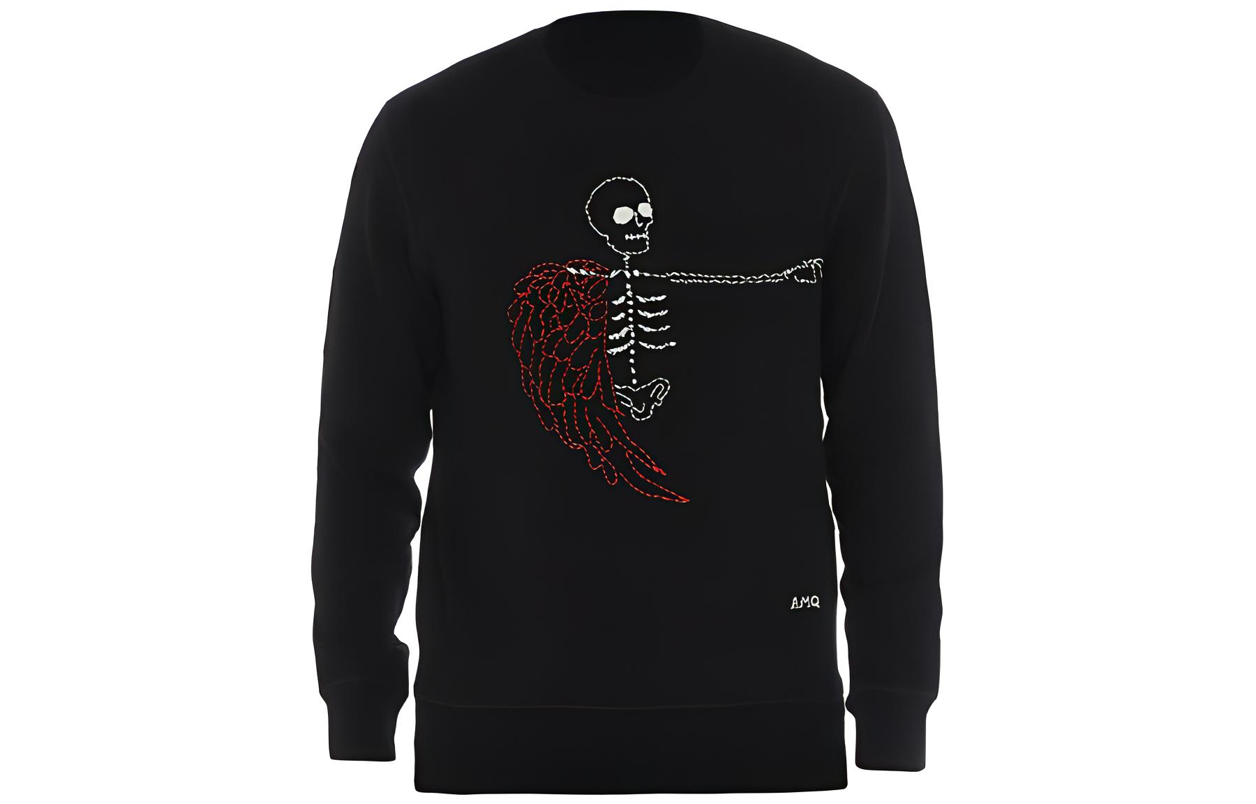 Alexander McQueen SS23 Skull Embroidered Crewneck Long Sleeve Sweatshirt Black 575462-QNZ73-0901