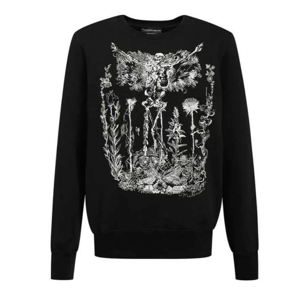 Order Alexander McQueen SS23 Skull Embroidered Crewneck Sweatshirt  Black. 552049-QMX23-1000