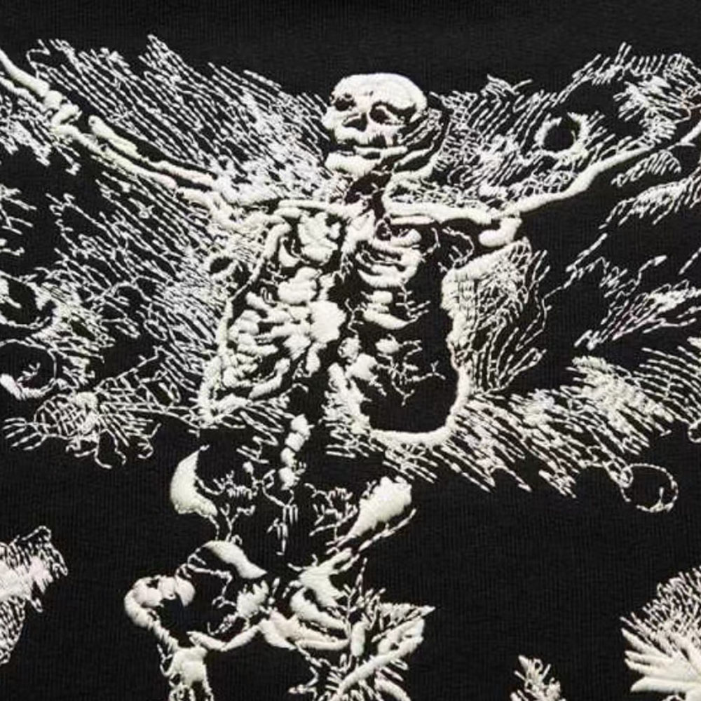 Purchase Alexander McQueen SS23 Skull Embroidered Crewneck Sweatshirt  Black. 552049-QMX23-1000