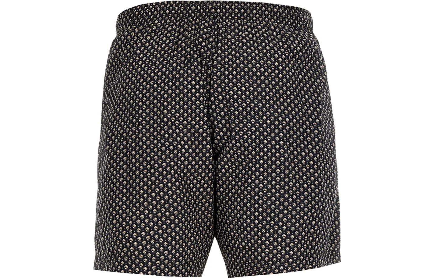 Lookbook 알렉산더 맥퀸 SS23 해골 프린트 블랙 남성 캐주얼 비치 반바지. 549980-4419Q-4079