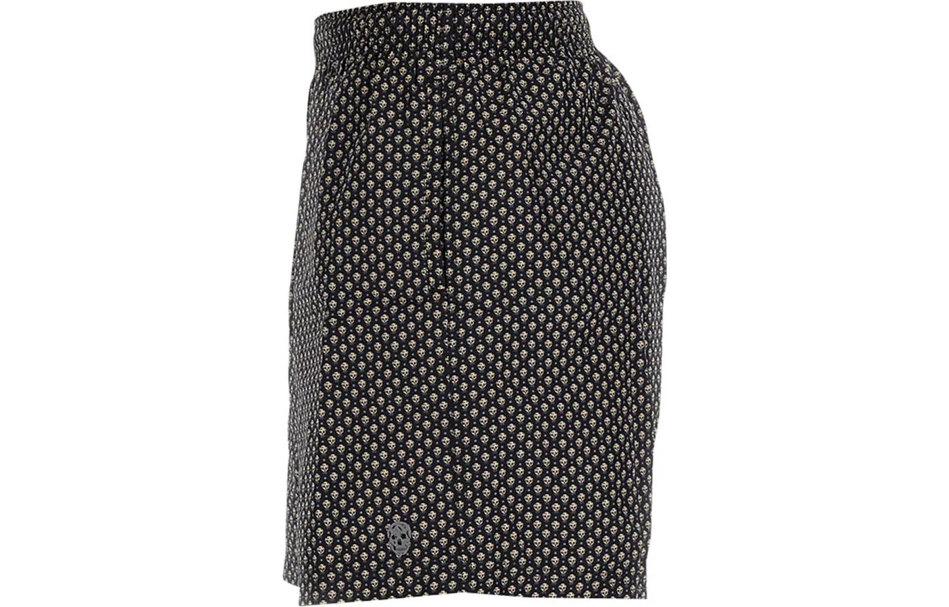 Shop 알렉산더 맥퀸 SS23 해골 프린트 블랙 남성 캐주얼 비치 반바지. 549980-4419Q-4079