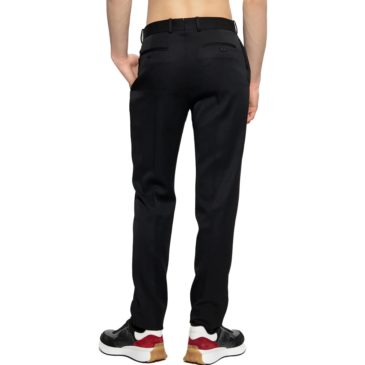Shop Pantalones Negros Entallados y Plisados Alexander McQueen SS23 para Hombre. 734234-QVU91-1000