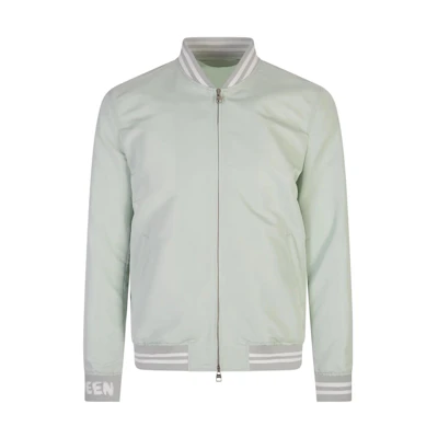 Alexander McQueen SS23 Striped Logo Letter Print Bomber Jacket Green 717675-QUR77-4920