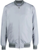 Alexander McQueen SS23 Striped Logo Print Bomber Jacket Grey 717675-QUR77-4850 Alexander McQueen SS23 Striped Logo Print Bomber Jacket Grey 717675-QUR77-4850