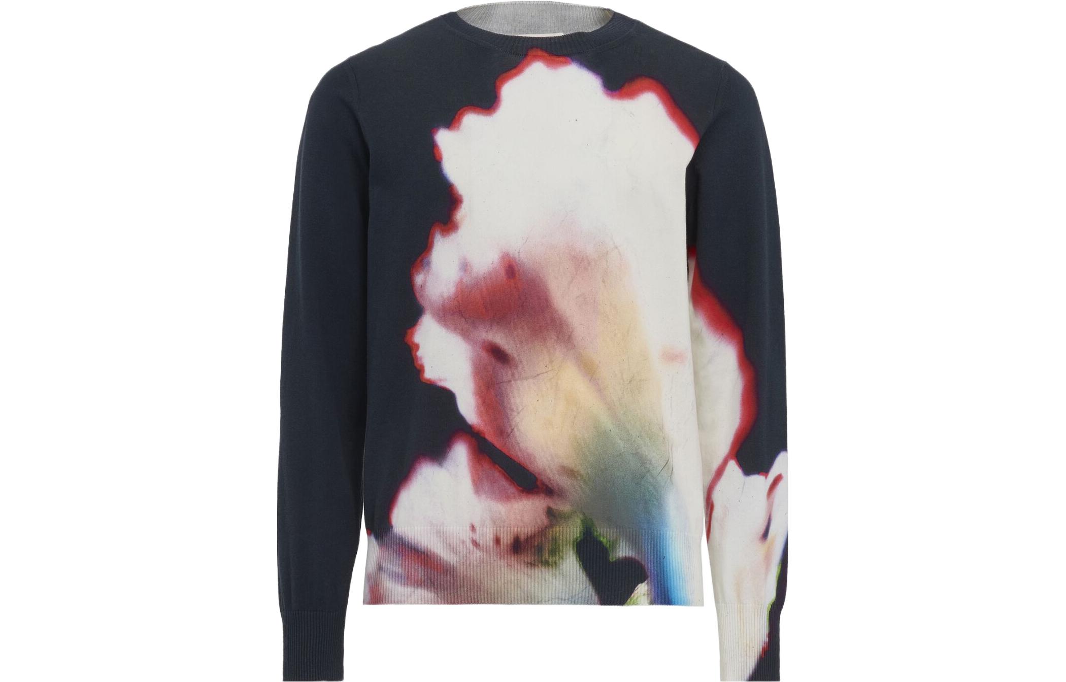 Order 알렉산더 맥퀸 SS23 타이-다이 립 크루넥 스웨터 블랙 752059-Q1GBZ-1014