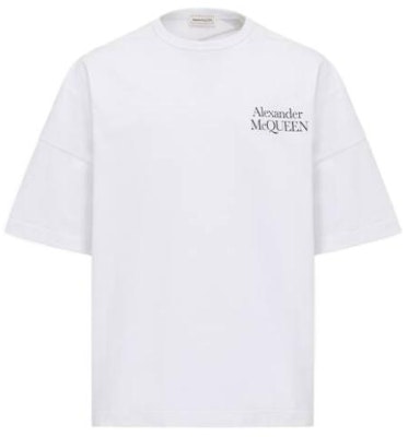 Alexander McQueen SS23 Baju-T Putih Cetakan Logo Lengan Pendek Kasual. 750655-QVZ06-0900 Order Alexander McQueen SS23 Baju-T Putih Cetakan Logo Lengan Pendek Kasual. 750655-QVZ06-0900