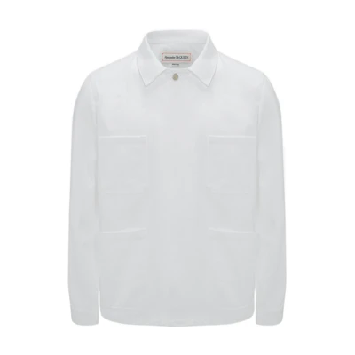 Alexander McQueen SS23 White Solid Color Single-Breasted Long Sleeve Jacket Men 683033-QUY33-9000