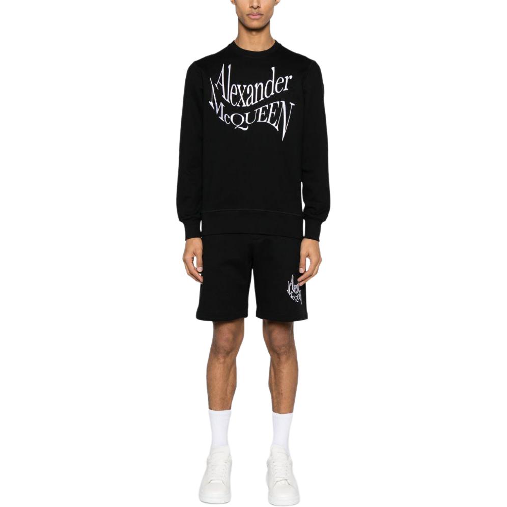 Lookbook Alexander McQueen SS24  Black Embroidered Logo Relaxed Straight Shorts. 781880-QXAAM-1000