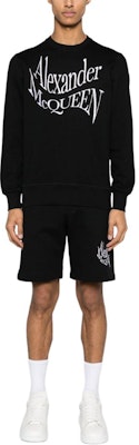 Alexander McQueen SS24 Black Embroidered Logo Relaxed Straight Shorts. 781880-QXAAM-1000 Lookbook Alexander McQueen SS24 Black Embroidered Logo Relaxed Straight Shorts. 781880-QXAAM-1000