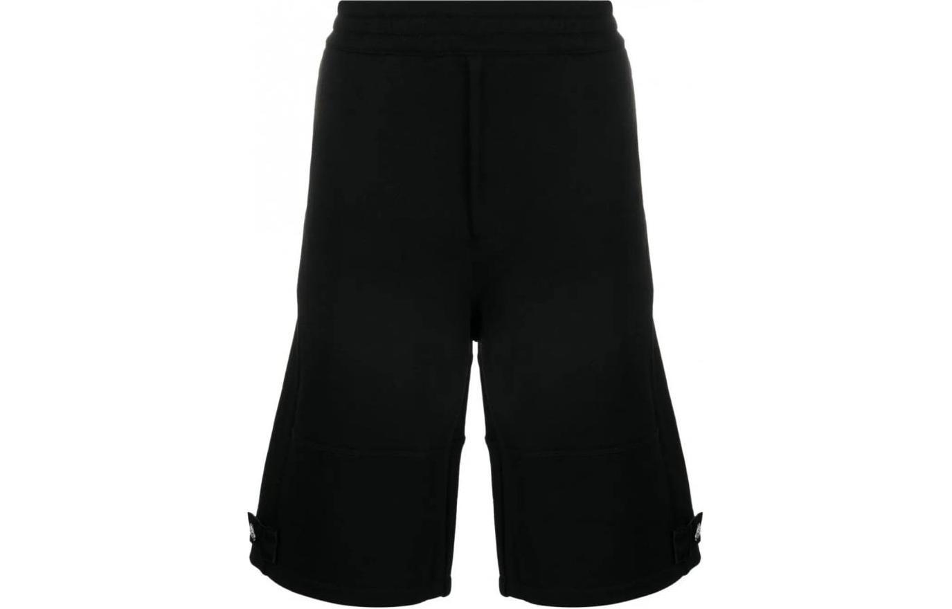 Order Alexander McQueen SS24  Solid Mid-Rise Knit Casual Shorts Black 766094-QXAAC-1000