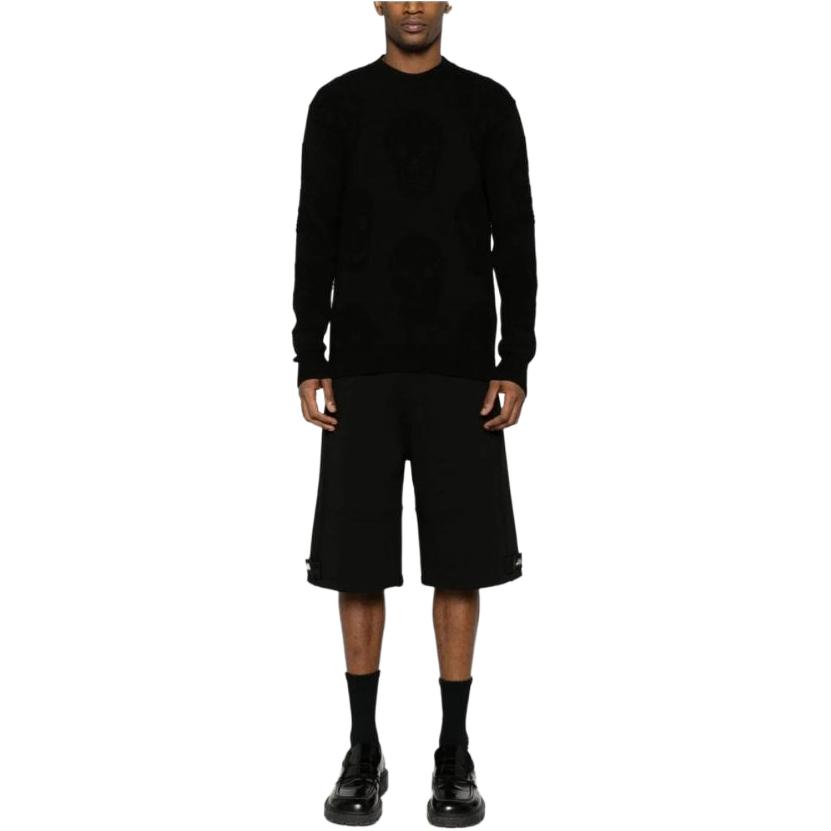 Lookbook Alexander McQueen SS24  Solid Mid-Rise Knit Casual Shorts Black 766094-QXAAC-1000