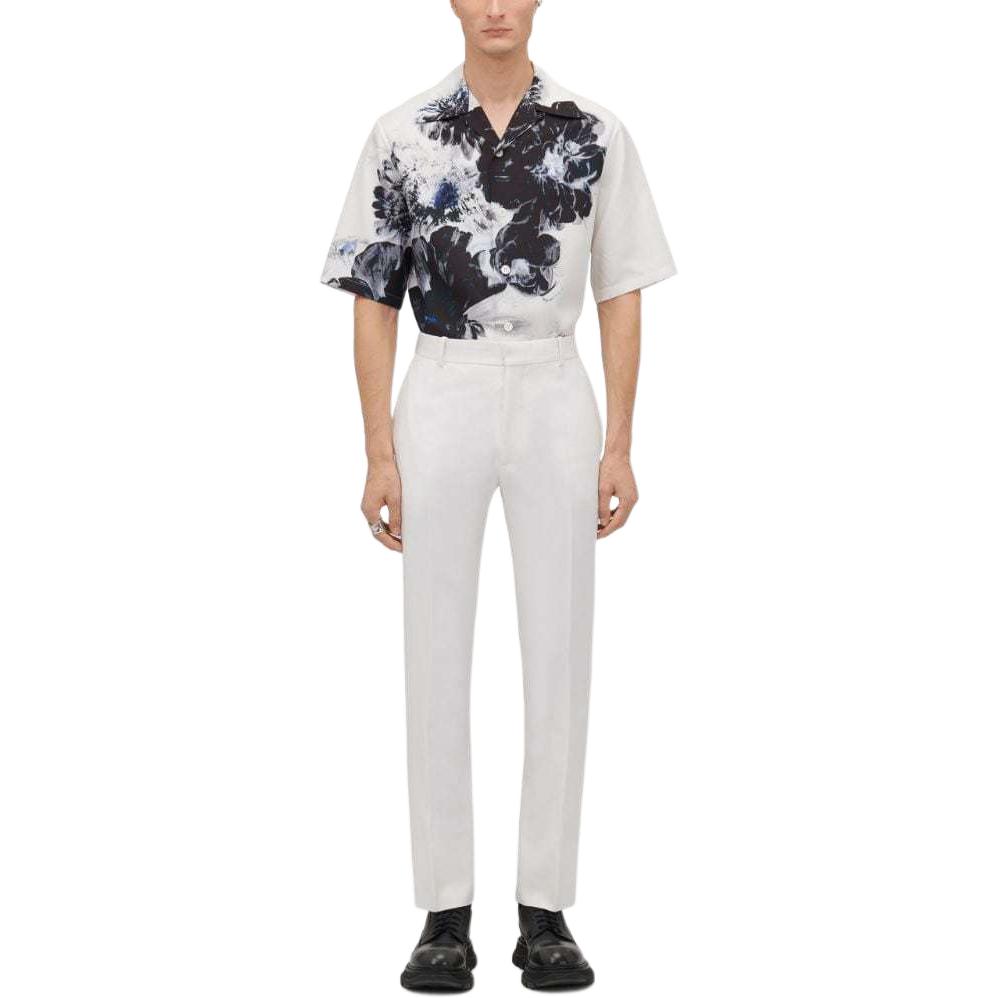 Lookbook Alexander McQueen SS24  White Floral Print Cuban Collar Short Sleeve Shirt 782273-QQAAM-1090