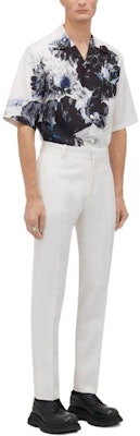 Alexander McQueen SS24 White Floral Print Cuban Collar Short Sleeve Shirt 782273-QQAAM-1090 Purchase Alexander McQueen SS24 White Floral Print Cuban Collar Short Sleeve Shirt 782273-QQAAM-1090