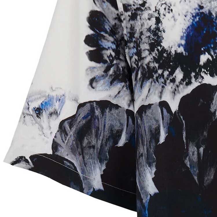 Details for Alexander McQueen SS24  White Floral Print Cuban Collar Short Sleeve Shirt 782273-QQAAM-1090