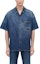 Shop Alexander McQueen SS24 Embroidered Pattern Short Sleeve Shirt Washed Blue 781774-QYAAX-4211