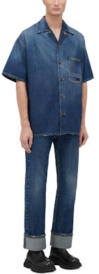 Alexander McQueen SS24 Embroidered Pattern Short Sleeve Shirt Washed Blue 781774-QYAAX-4211 Purchase Alexander McQueen SS24 Embroidered Pattern Short Sleeve Shirt Washed Blue 781774-QYAAX-4211