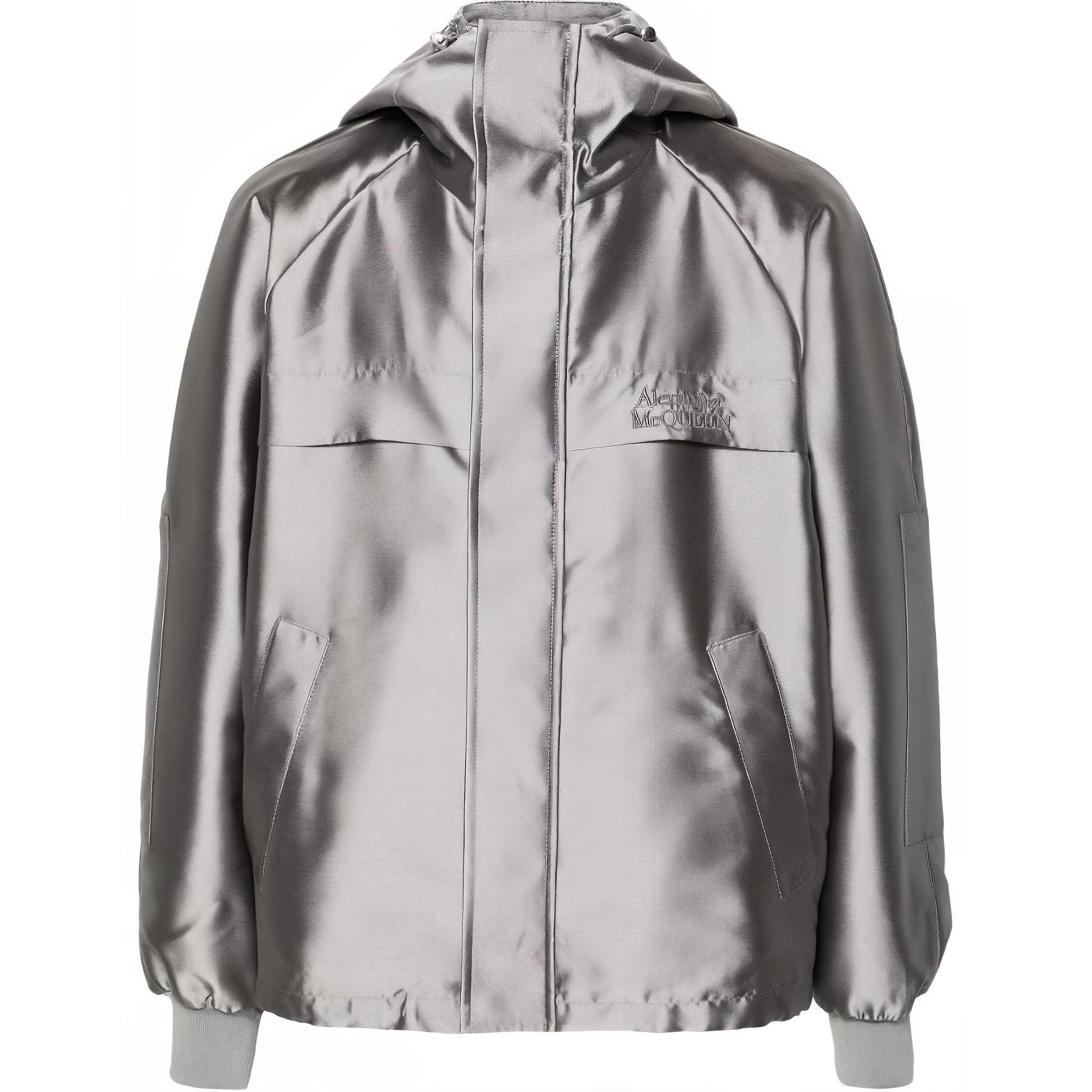 Alexander McQueen SS24 Grey Hoodie Jacket with Embroidered Logo for Men 794260-QRAA8-1278