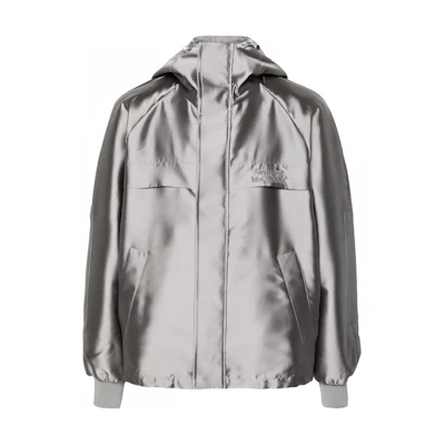 Alexander McQueen SS24 Grey Hoodie Jacket with Embroidered Logo for Men 794260-QRAA8-1278