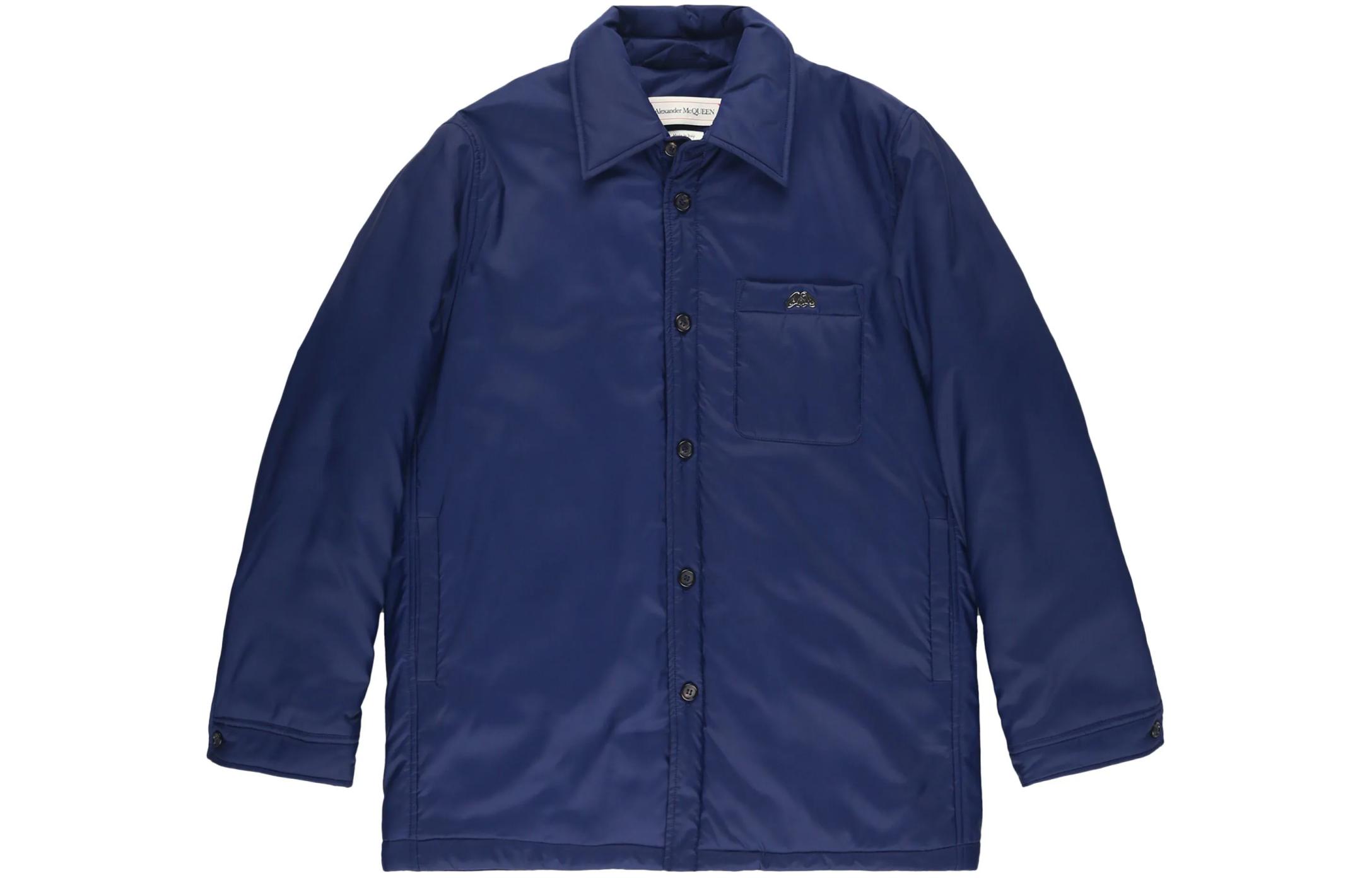 Alexander McQueen SS24 Solid Color Single-Breasted Jacket Indigo Blue () 771023-QRAAO-4244