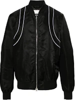 Alexander McQueen SS24 Striped Bomber Jacket Black Long Sleeve Outerwear 794249-QRAAK-BLACK Alexander McQueen SS24 Striped Bomber Jacket Black Long Sleeve Outerwear 794249-QRAAK-BLACK