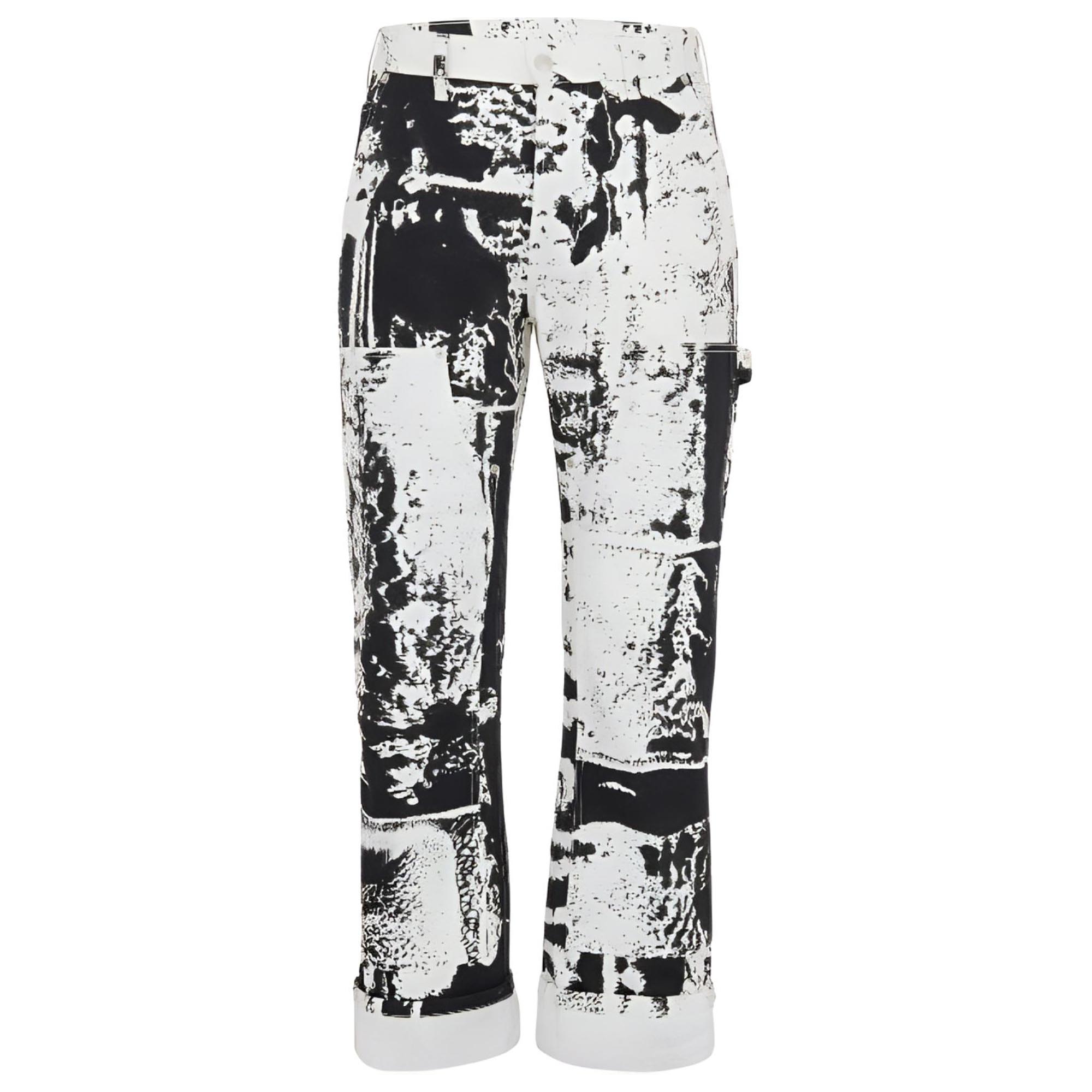 Alexander McQueen SS24 White Straight-Leg Patterned Button Front Jeans Men. 781778-QYAAZ-9080