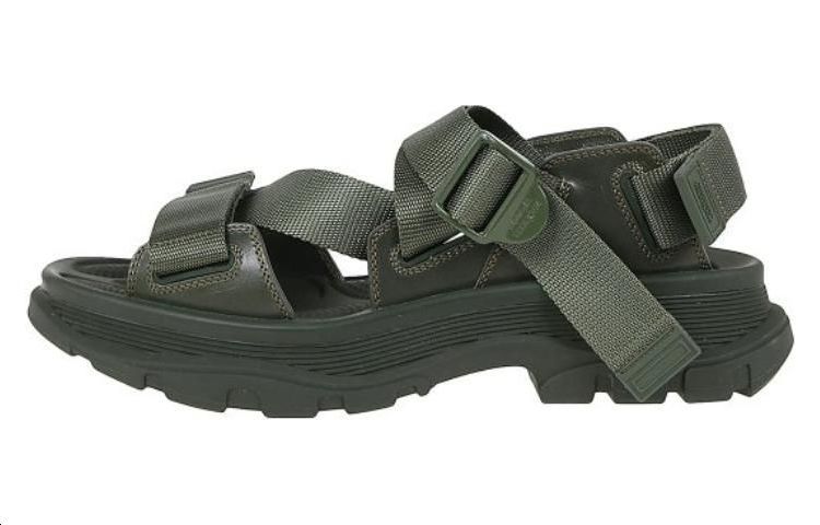 Alexander McQueen Strappy Leather Sport Sandal 'Khaki' 667815-W4R51-3230