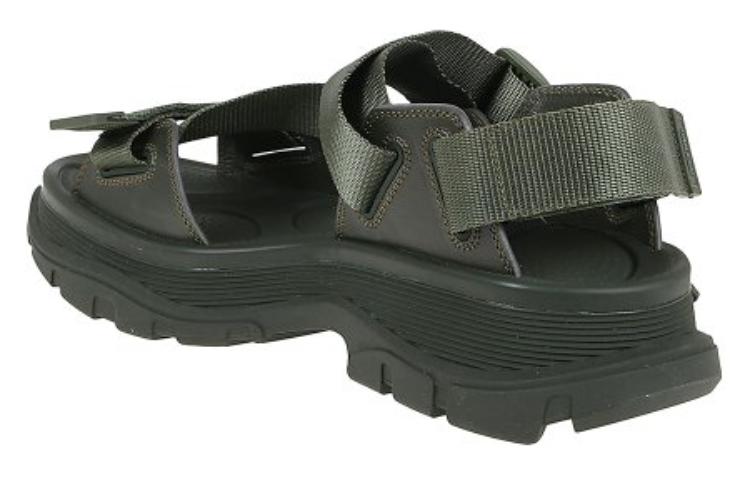 Shop Sandal Olahraga Kulit Bertali Alexander McQueen 'Khaki' 667815-W4R51-3230