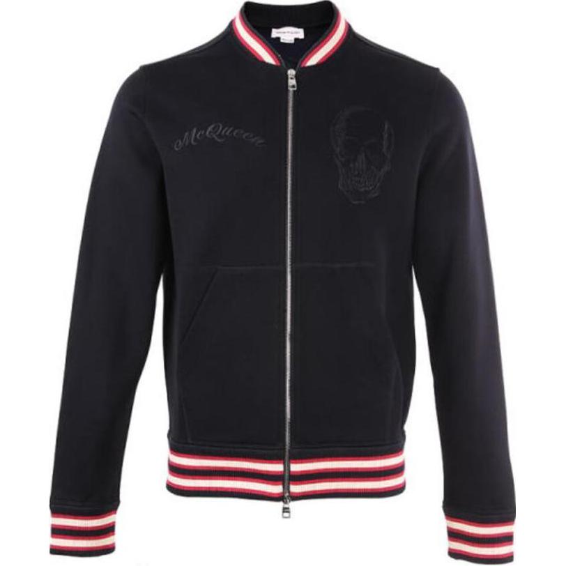 Alexander McQueen Striped Print Zip-Up Jacket Black Long Sleeve 595580-QOZ79-0901