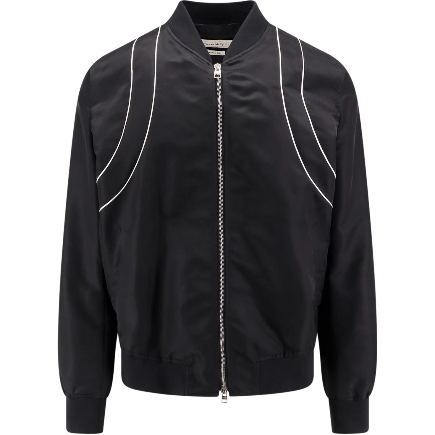 Alexander McQueen Striped Zip Jacket Black 794249-QRAAK-1000