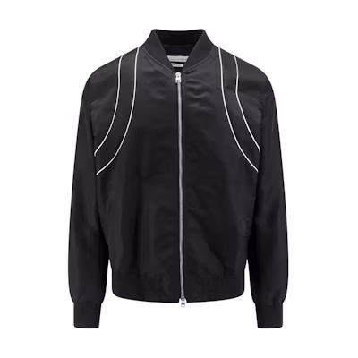 Alexander McQueen Striped Zip Jacket Black 794249-QRAAK-1000