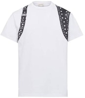 Alexander McQueen Studded Harness T-Shirt White Crewneck Tee. 776329-QTAAJ-0909 Alexander McQueen Studded Harness T-Shirt White Crewneck Tee. 776329-QTAAJ-0909