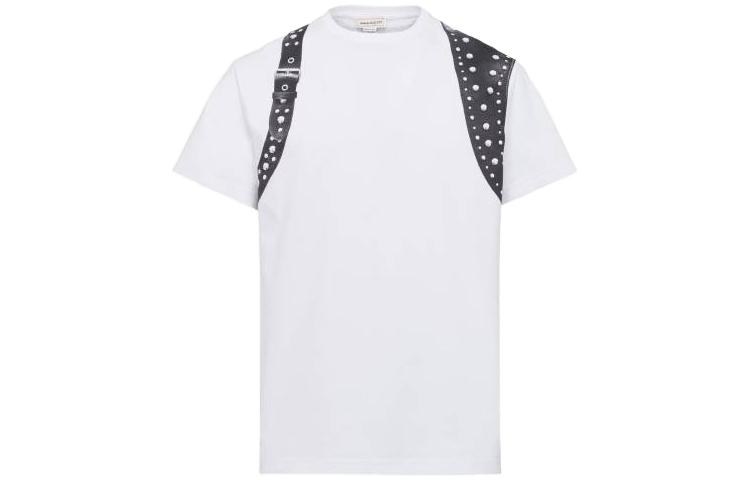 Order Alexander McQueen Studded Harness T-Shirt White  Crewneck Tee. 776329-QTAAJ-0909