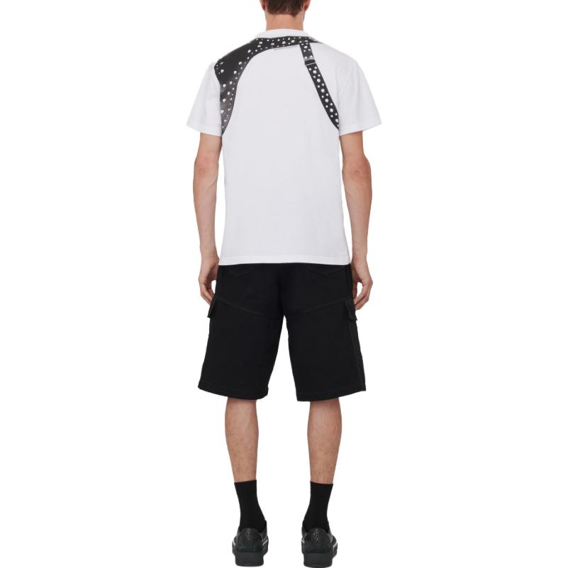 Purchase Alexander McQueen Studded Harness T-Shirt White  Crewneck Tee. 776329-QTAAJ-0909