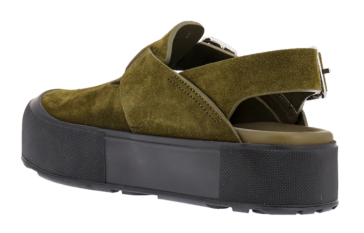 Lookbook 알렉산더 맥퀸 스웨이드 로고 버클 샌들 (그린) 735803WHXK53327