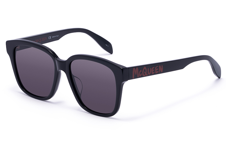 Alexander McQueen Sunglasses Black Frame & Lens with Side Logo. AM0331SK-002 56