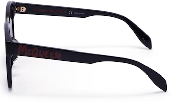 Shop Alexander McQueen Sunglasses Black Frame & Lens with Side Logo. AM0331SK-002 56