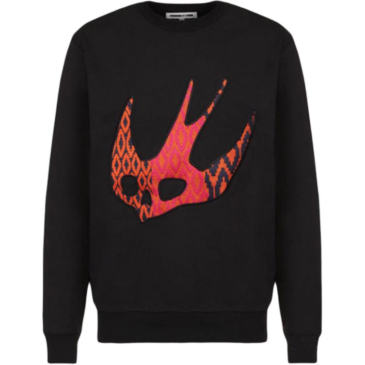 Alexander McQueen Swallow Patch Sweatshirt Black Pullover 348190-RJR28-1000