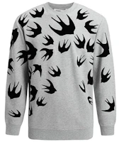 Alexander McQueen Swallow Print Crewneck Sweatshirt Grey 545415-RLT87-1225 Alexander McQueen Swallow Print Crewneck Sweatshirt Grey 545415-RLT87-1225