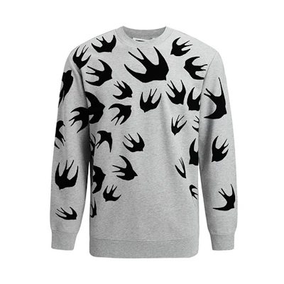 Alexander McQueen Swallow Print Crewneck Sweatshirt Grey 545415-RLT87-1225