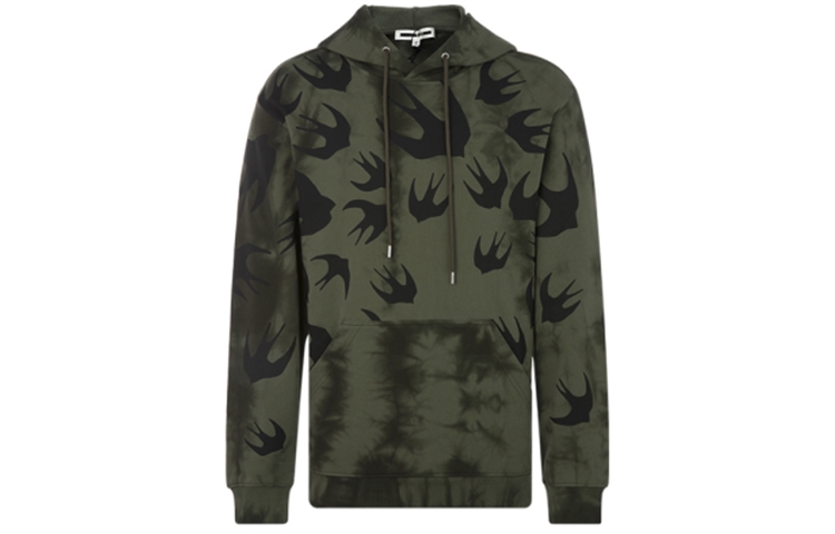 Alexander McQueen Swallow Print Hoodie Green Mens 545412-RPR10-3049